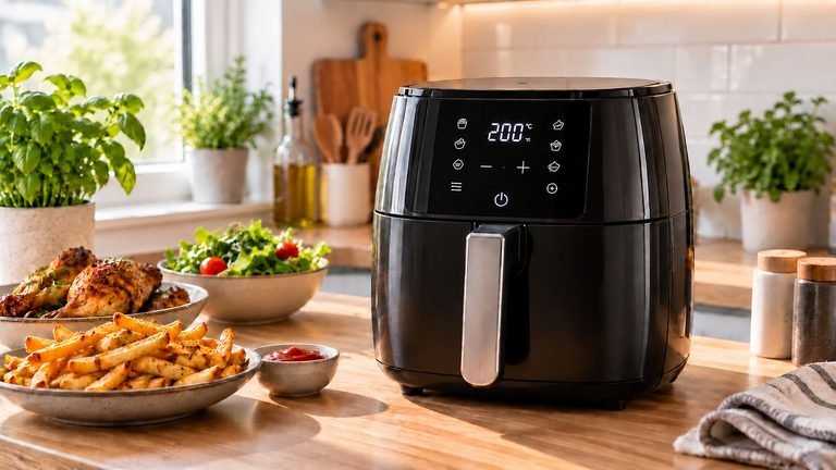 Are Air Fryers Safe - Air Fryer Image with chips, meat and chicken