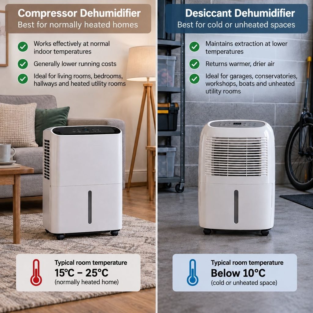 Dehumidifier for cold vs heated rooms