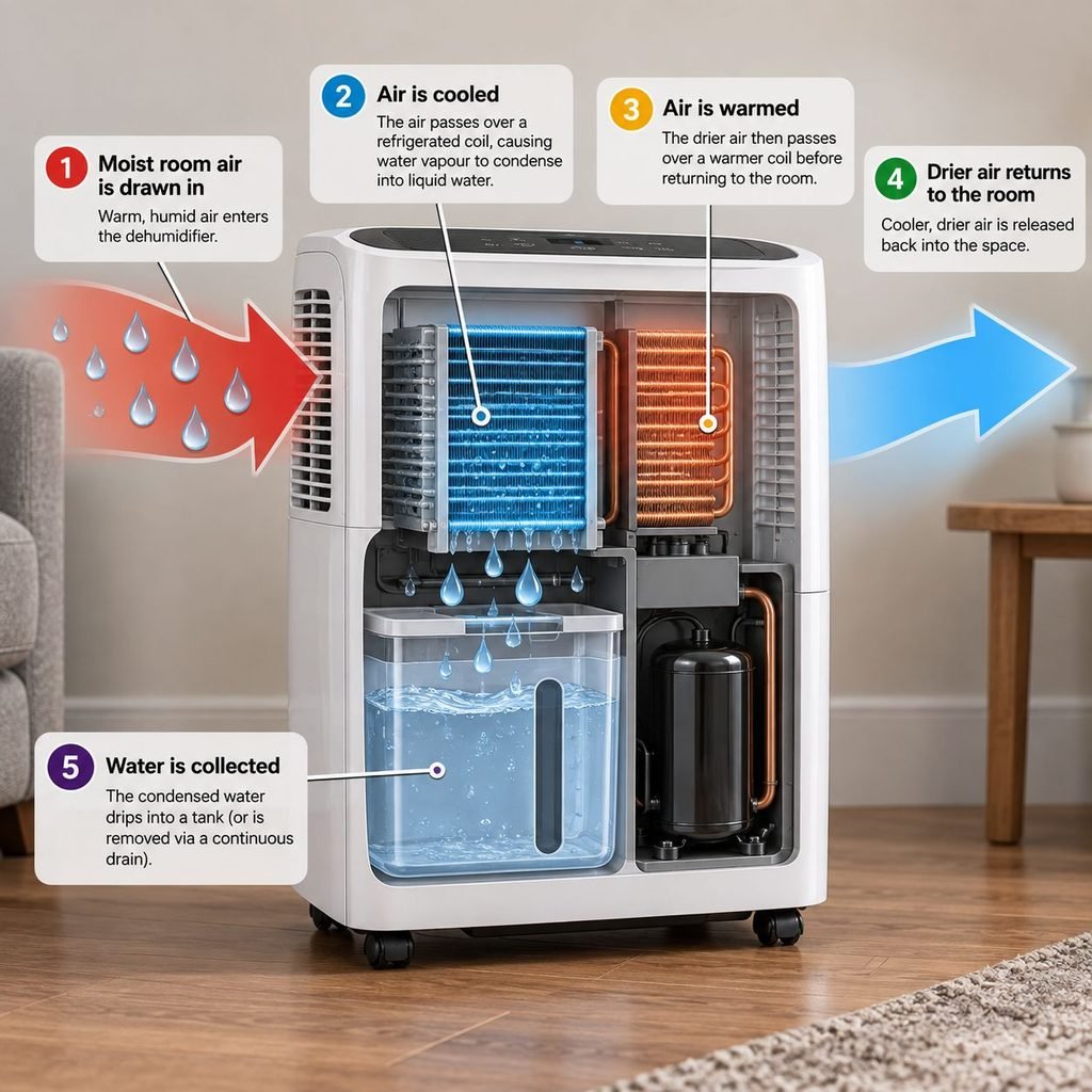 How does a compressor dehumidifier works - compressor dehumidifier internal parts - consumerselects
