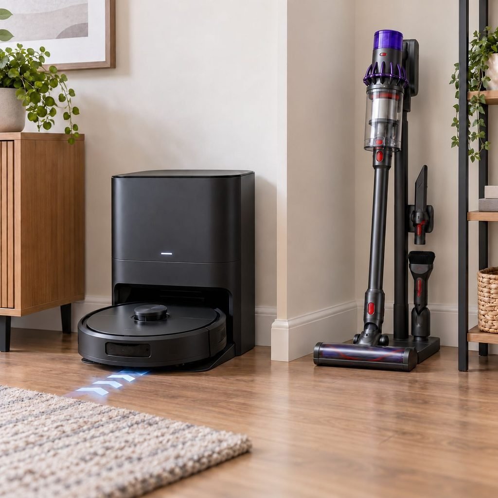 Robot vacuum vs cordless vacuum cleaner: automation and self emptying dock